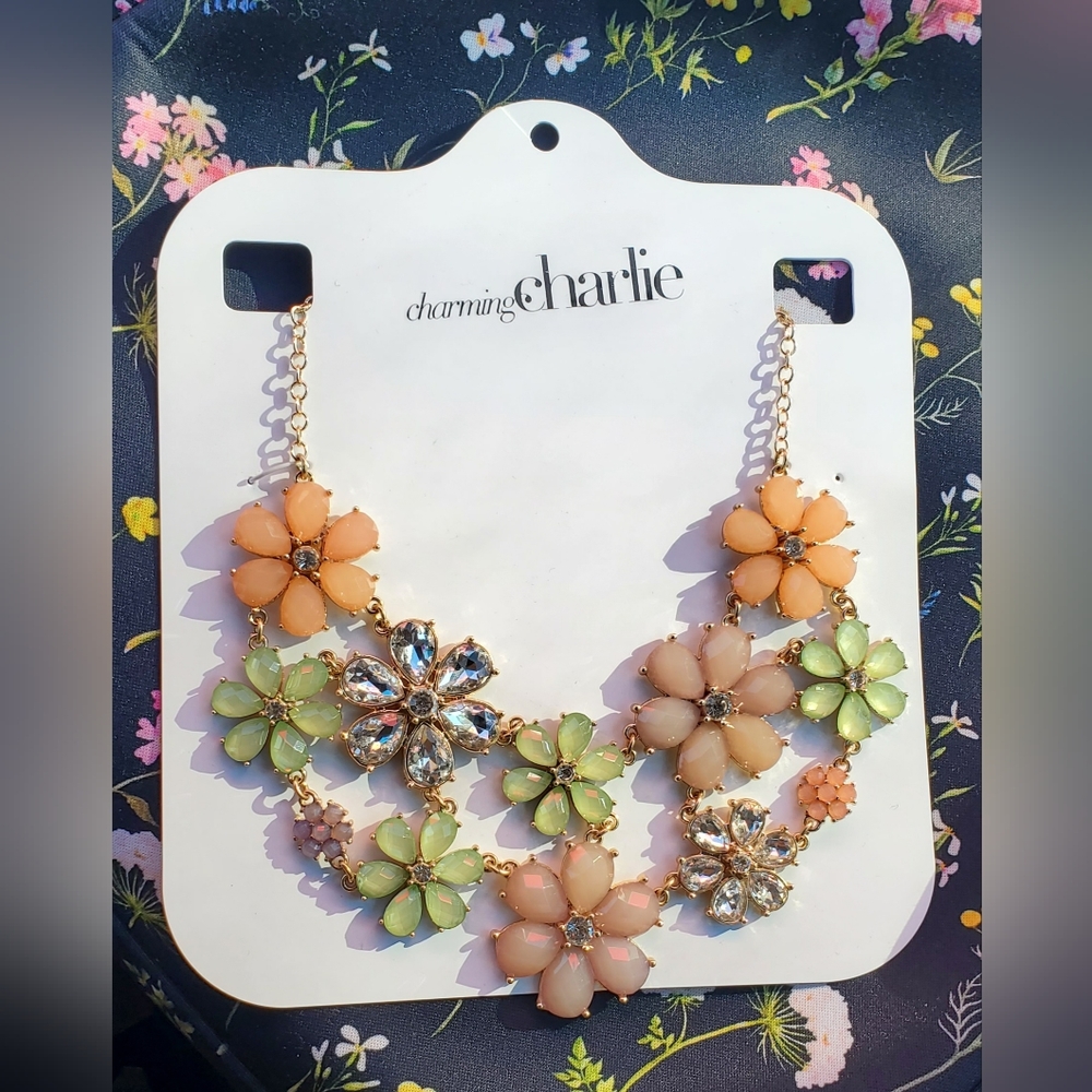 Charming Charlie colorful flower necklace